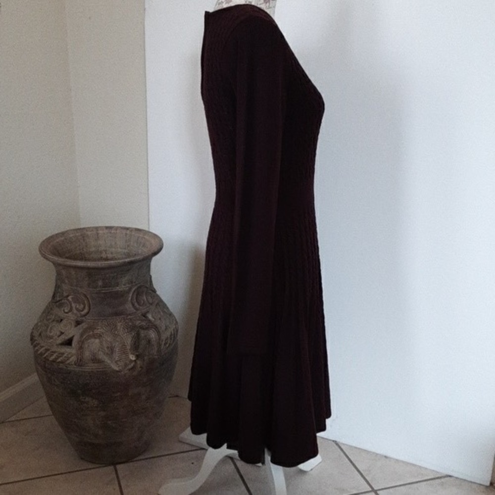 MARC NEW YORK ANDREW MARC Womans Black Cable Knit Scoop Neck Midi Dress Medium - Picture 13 of 13